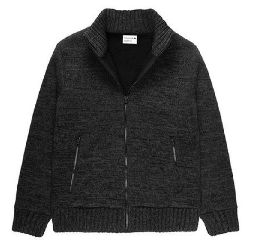 145868 Men&#39;s full zip bonded sweater w/pockets