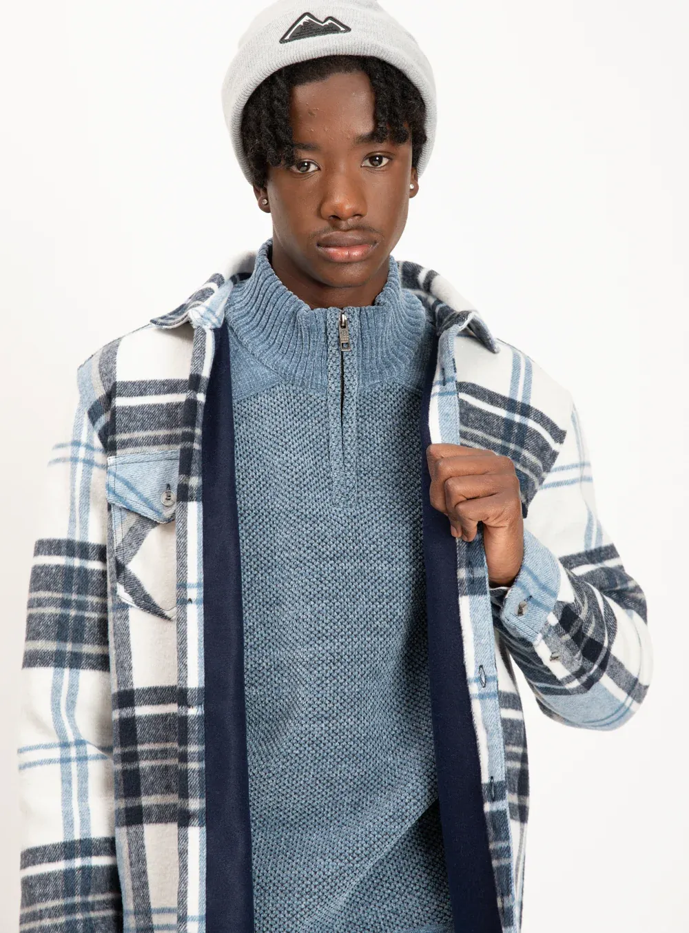 7364473 Recycled poly checkered shirt jacket