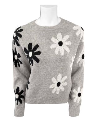 MON3338 Ladies long sleeve floral pull over sweater