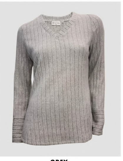 8364504 Ladies v-neck L/S light weight sweater