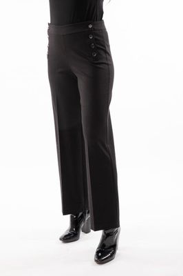 8443 Pull on wide leg dress pant w/front button detail