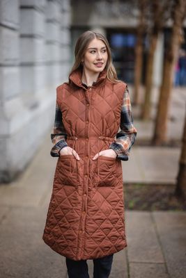 JT-13758 Puffer vest w/ drawstring waist and front pockets