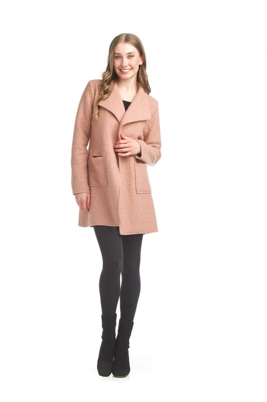 JT-15735 Boucle lapel coat w/pockets