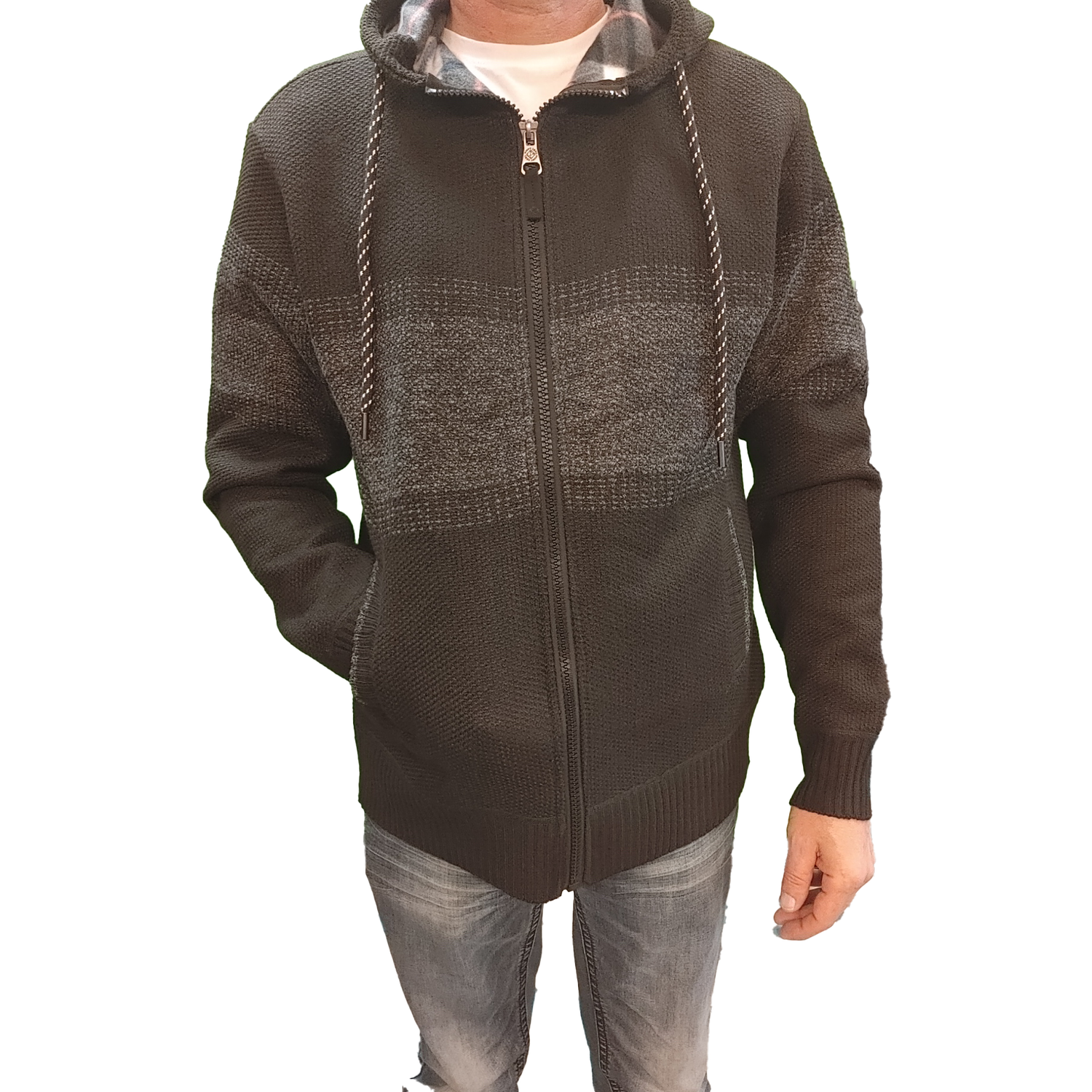 7368605 Men&#39;s full zip fleece lined sweater w/hood