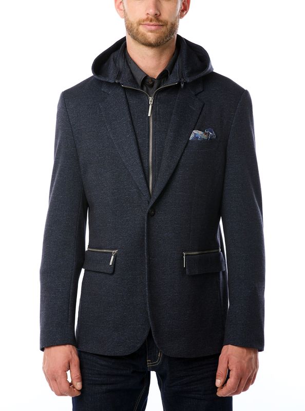 542198 mens multi functional blazer/sport coat/dinner jacket w/zip off collar and hood