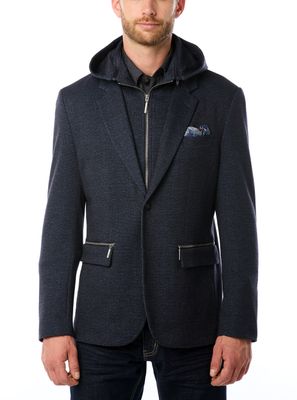 542198 mens multi functional blazer/sport coat/dinner jacket w/zip off collar and hood