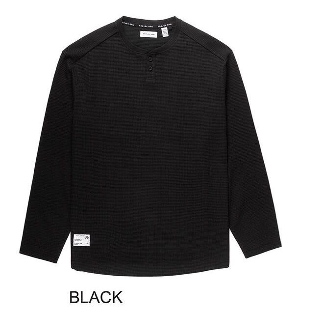 145735 Men&#39;s L/S henley waffle shirt