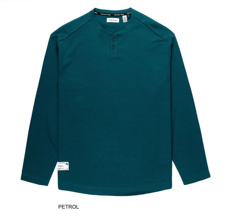 145735 Men&#39;s L/S henley waffle shirt