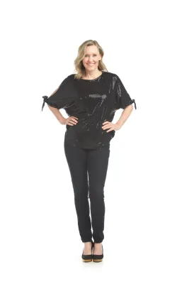 PT-17002 sequence split sleeve holiday top w/tie