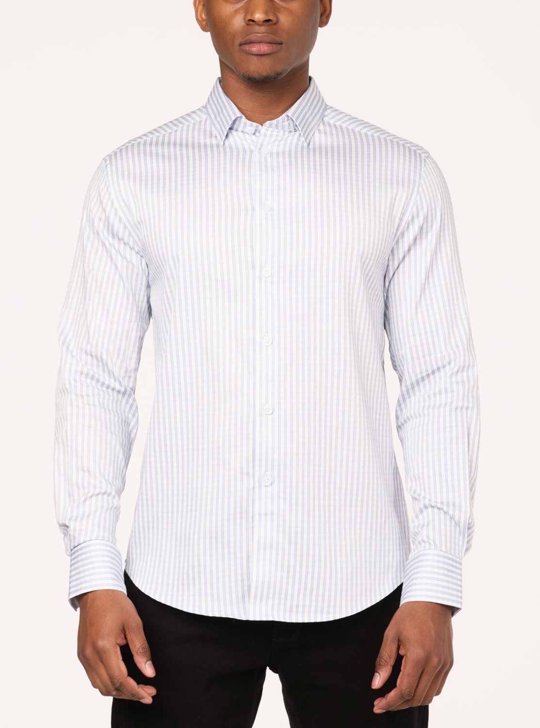 121518 Men&#39;s long sleeve strip button shirt