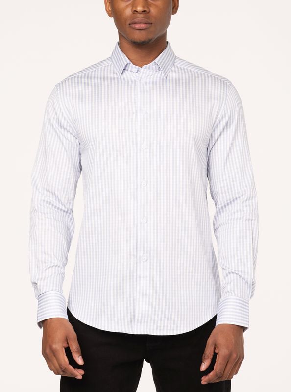 121518 Men&#39;s long sleeve strip button shirt