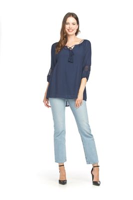 PT-18084 ladies off the shoulder lined blouse w/crochet