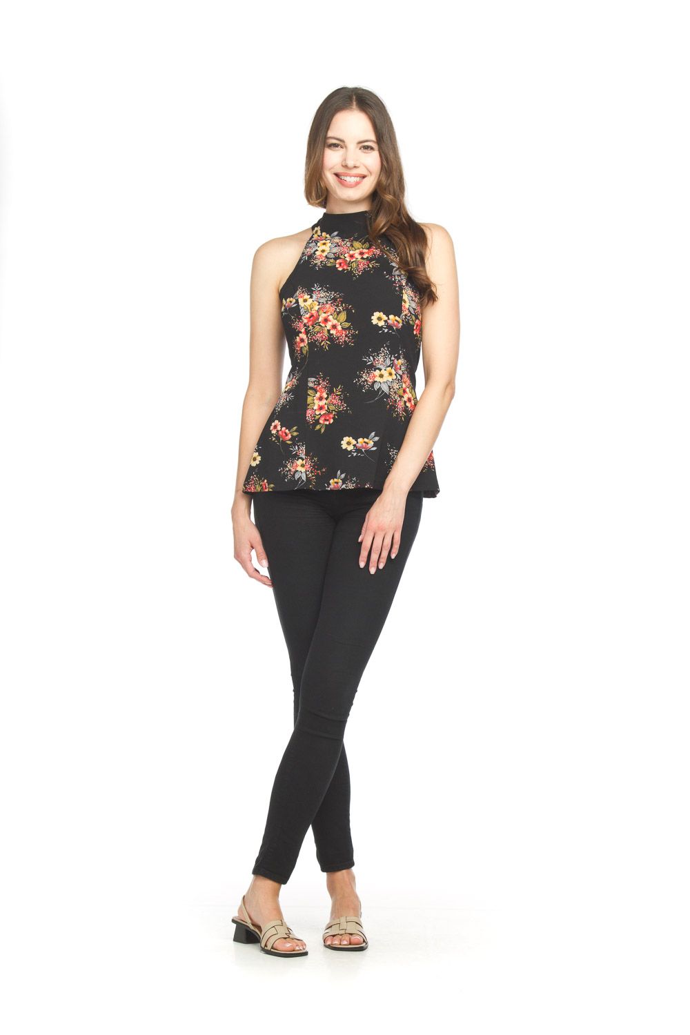 PT-16143 Ladies floral crepe halter neck blouse