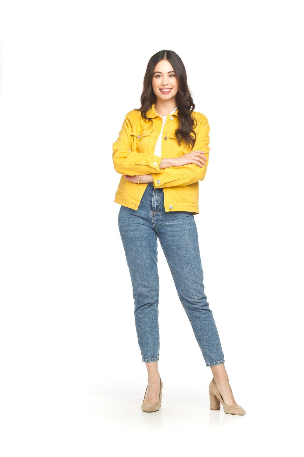 JT-14778 Ladies denim stretch button jacket