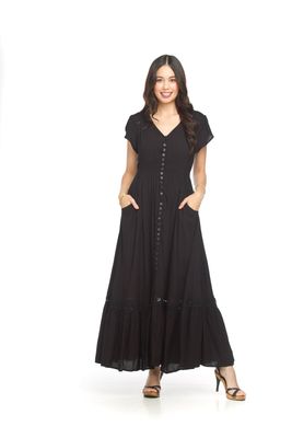 PD-14514 Ladies maxi dress w/lace and pockets