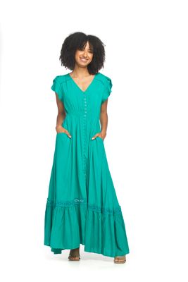 PD-14514 Ladies maxi dress w/lace and pockets