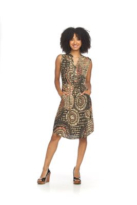 PD-16532 Medallion print zip detail dress w/pockets