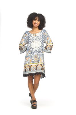 PD-18559 Global print off the shoulder dress