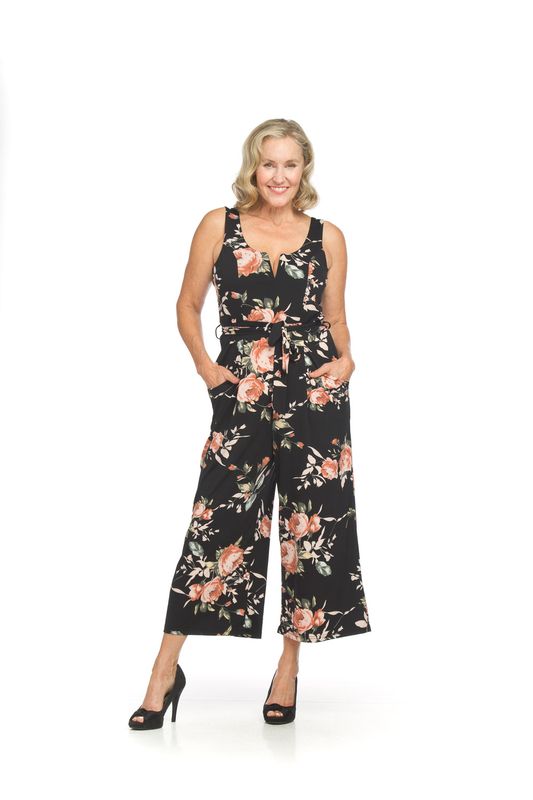 PP-05835 Floral jumpsuit w/pockets