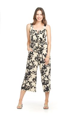 PP-18819 Floral stretch jumpsuit w/pockets