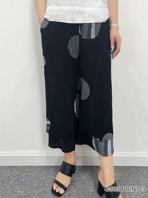 G503 Circle print layered capri