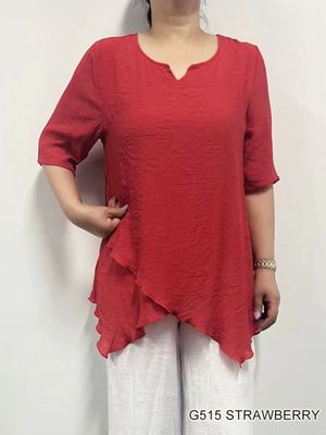 G515 Short sleeve light weight asymmetrical top