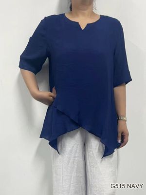 G515 Short sleeve light weight asymmetrical top