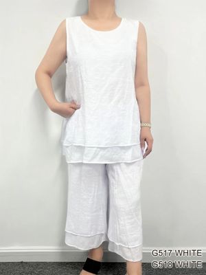 G518 Layered capri w/pockets