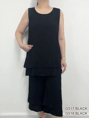 G518 Layered capri w/pockets