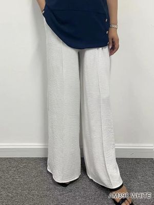 AM390 Elastic waist wide leg pant w/draw string and pockets