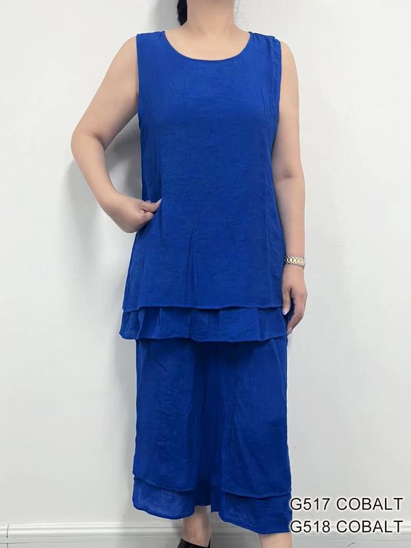 G518 Layered capri w/pockets