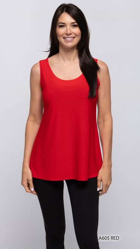 A605 Ladies long solid tank top
