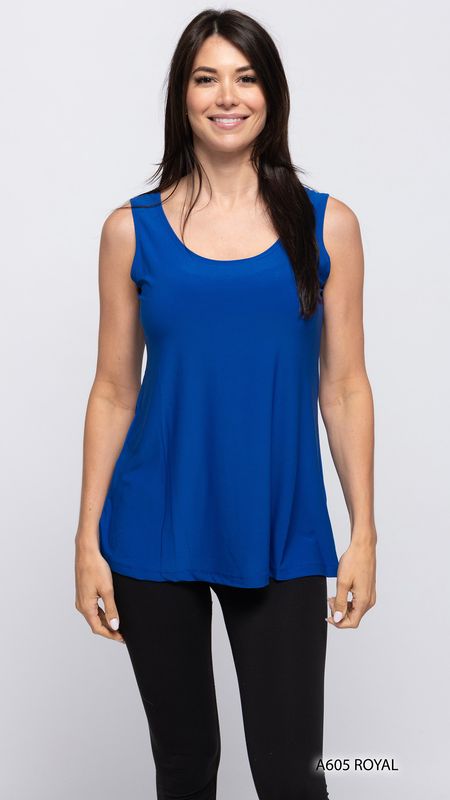 A605 Ladies long solid tank top