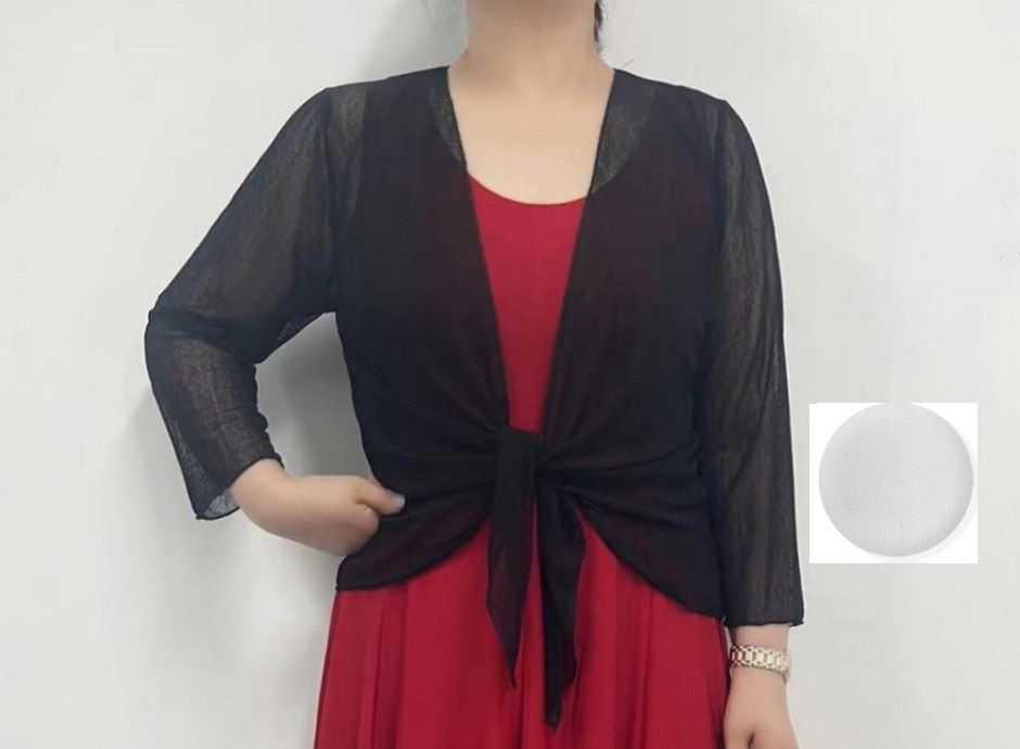 A513 open 3/4 sleeve mesh bolero