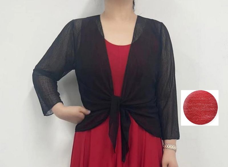 A513 open 3/4 sleeve mesh bolero