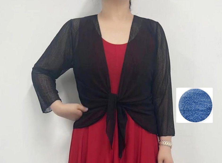 A513 open 3/4 sleeve mesh bolero