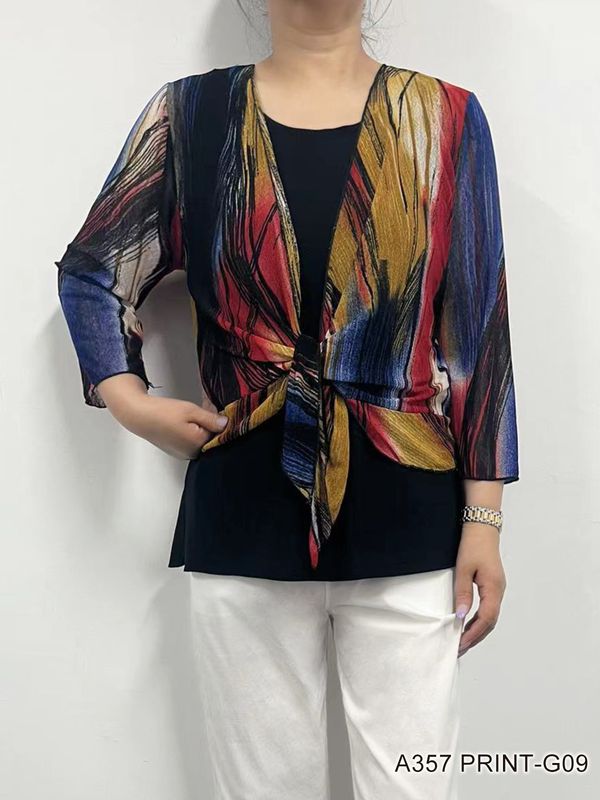 A357 Printed 3/4 sleeve mesh bolero