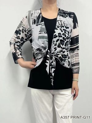 A357 Printed 3/4 sleeve mesh bolero