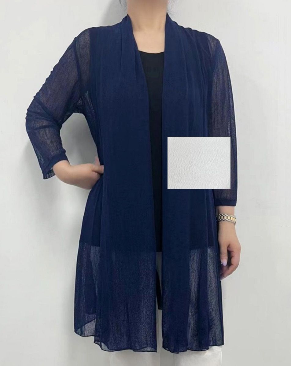 A303J long mesh 3/4 sleeve cardigan
