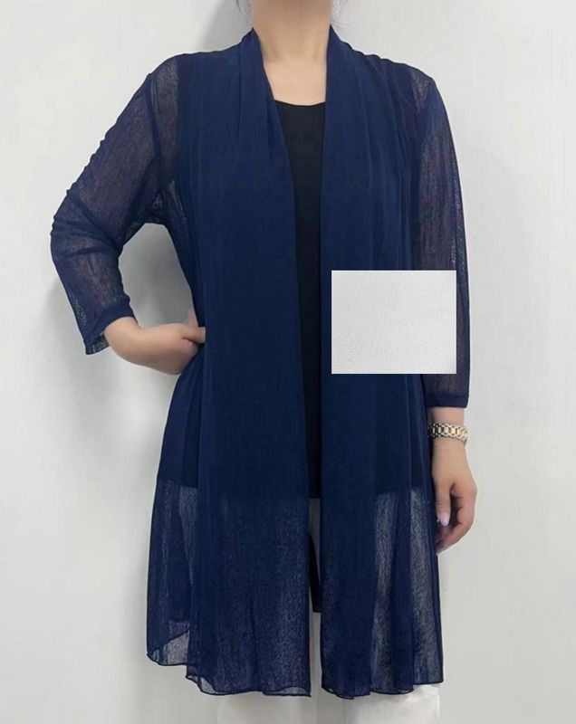 A303J long mesh 3/4 sleeve cardigan