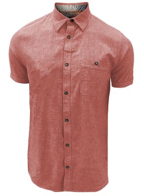 7464300 Cotton/linen slub short sleeve button shirt