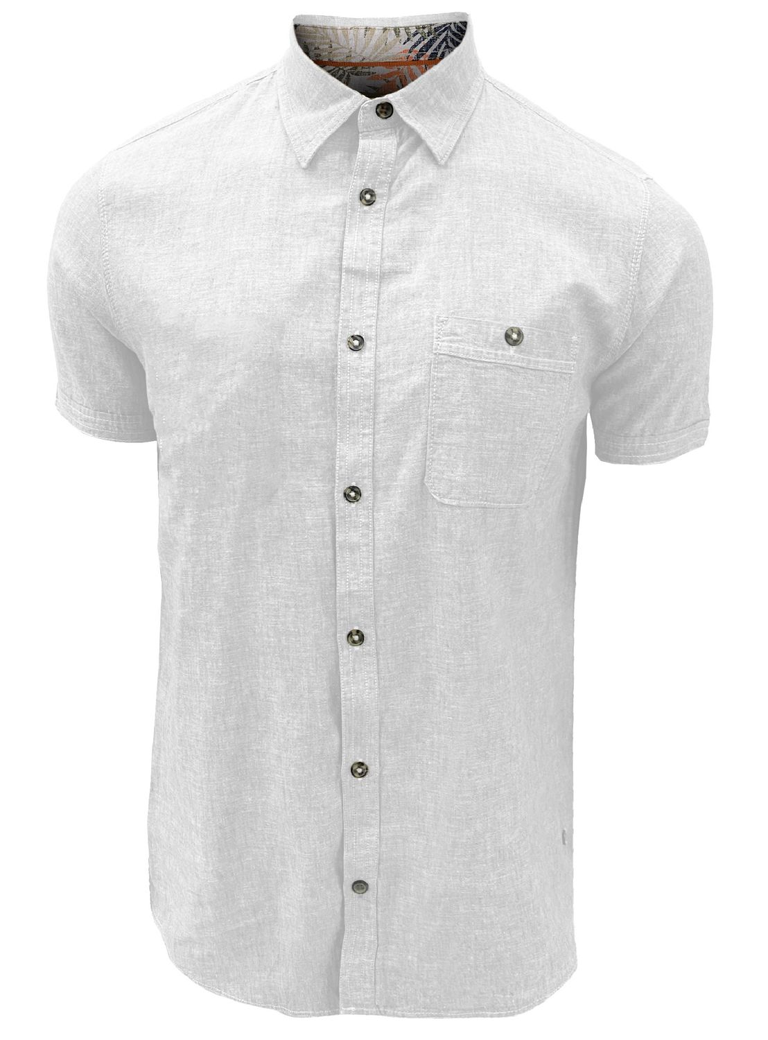7464300 Cotton/linen slub short sleeve button shirt