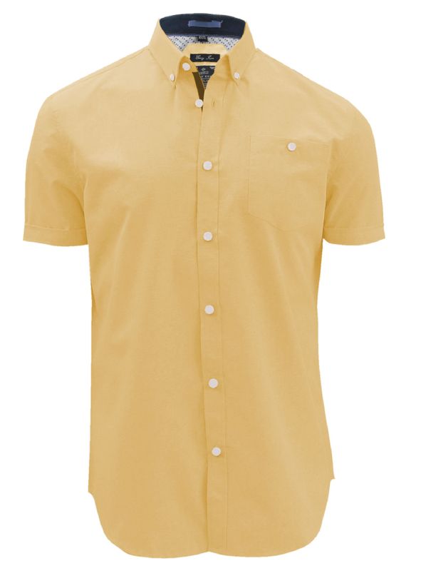 7464005 solid short sleeve button semi fit shirt