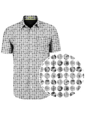 7464673 Micro traveller label 4-way stretch print shirt
