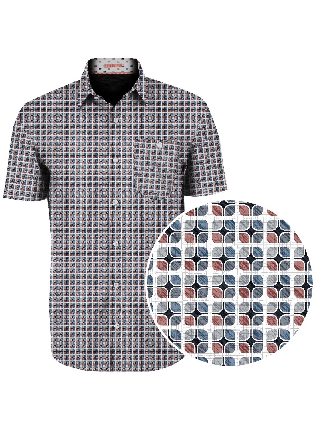 7464640 Traveller label 4-way stretch button print shirt