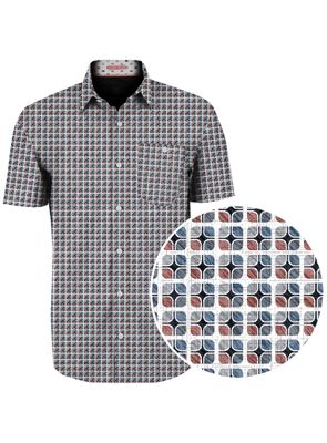 7464640 Traveller label 4-way stretch button print shirt