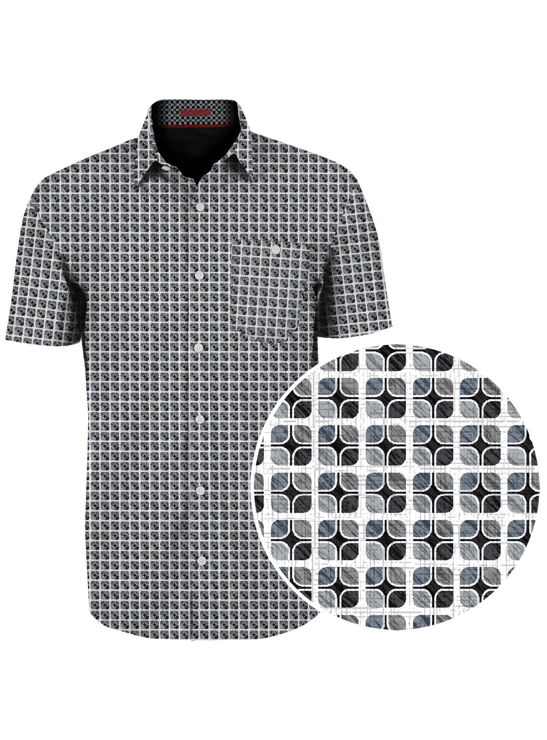 7464640 Traveller label 4-way stretch button print shirt
