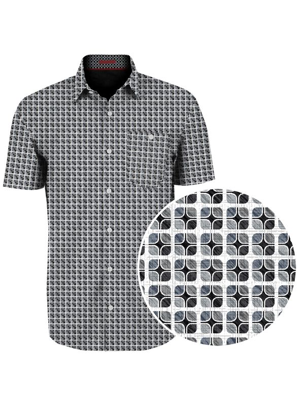 7464640 Traveller label 4-way stretch button print shirt