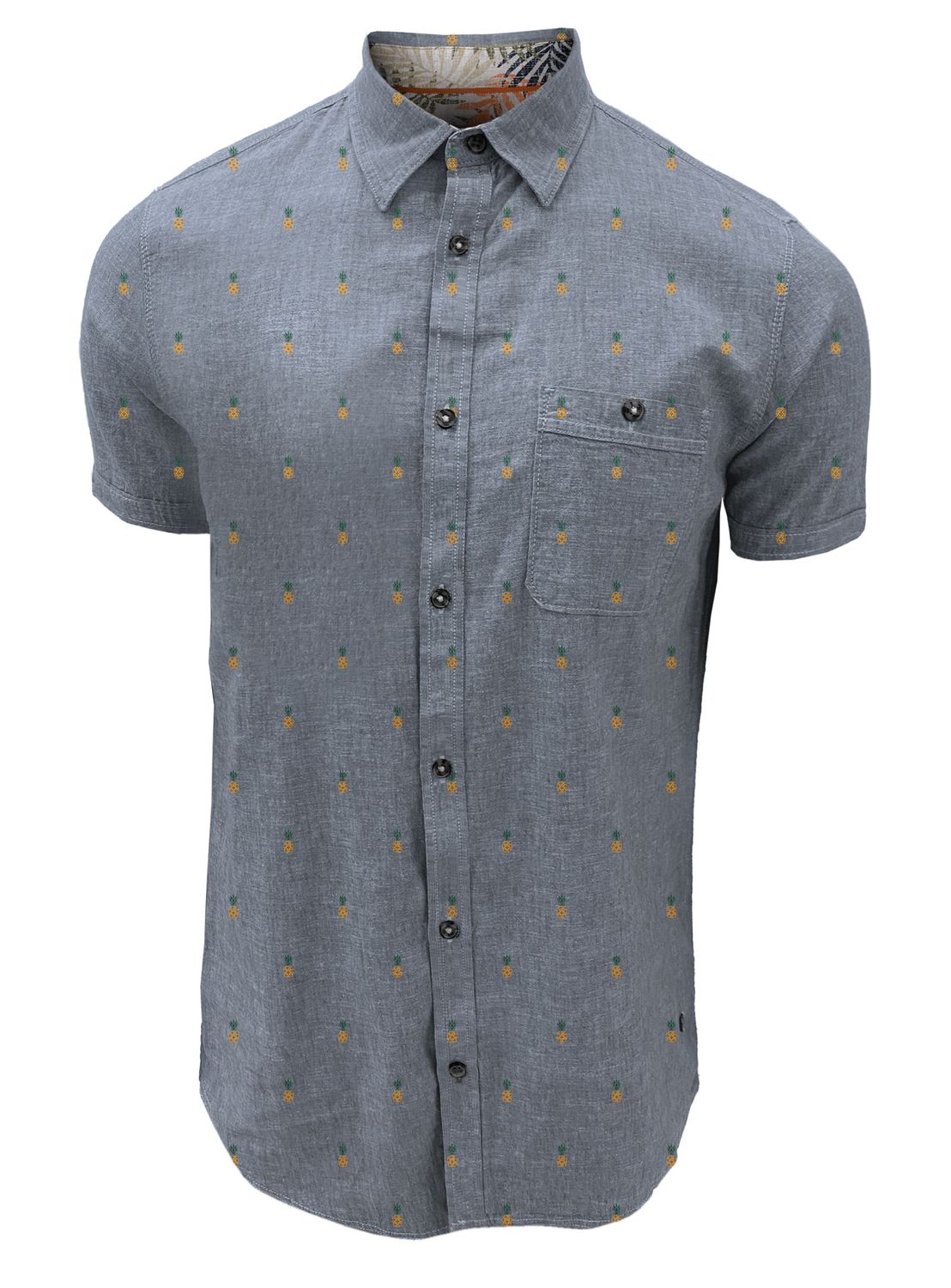 7464321 Linen/cotton blend pineapple print button shirt