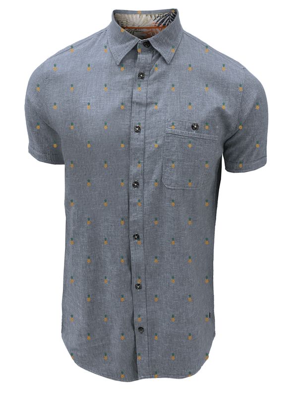 7464321 Linen/cotton blend pineapple print button shirt